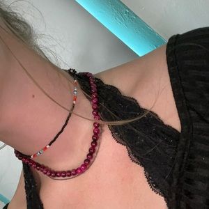 Pink tigers eye necklace